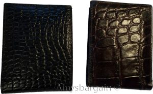 2 New Crocodile Skin Printed Leather man's bi fold wallet 2 bill slots 6 card ID - Image 5