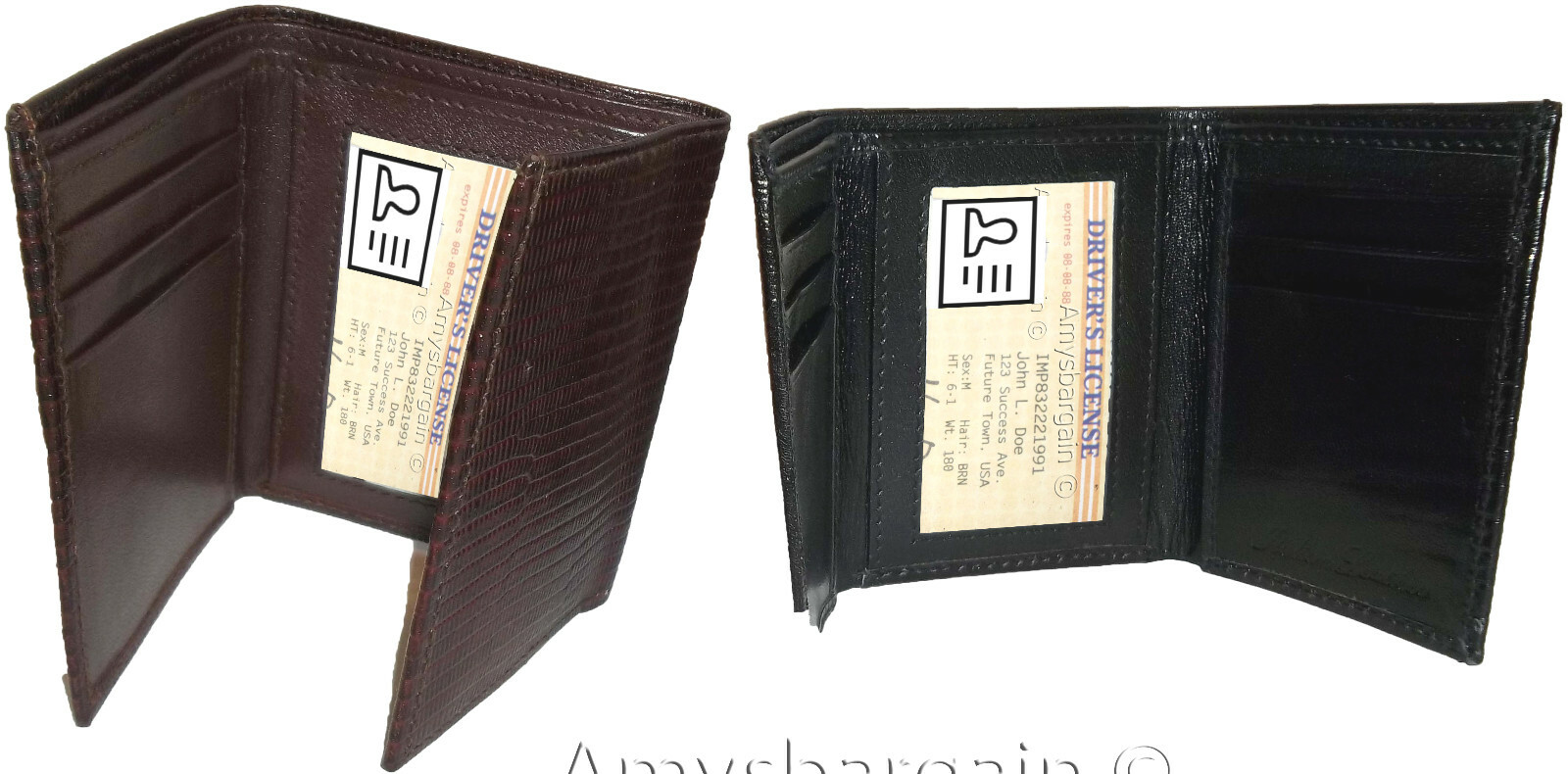 2 new style Lizard Printed Leather Man's Trifold wallet 2 bill slots 9 card ID - Image 7