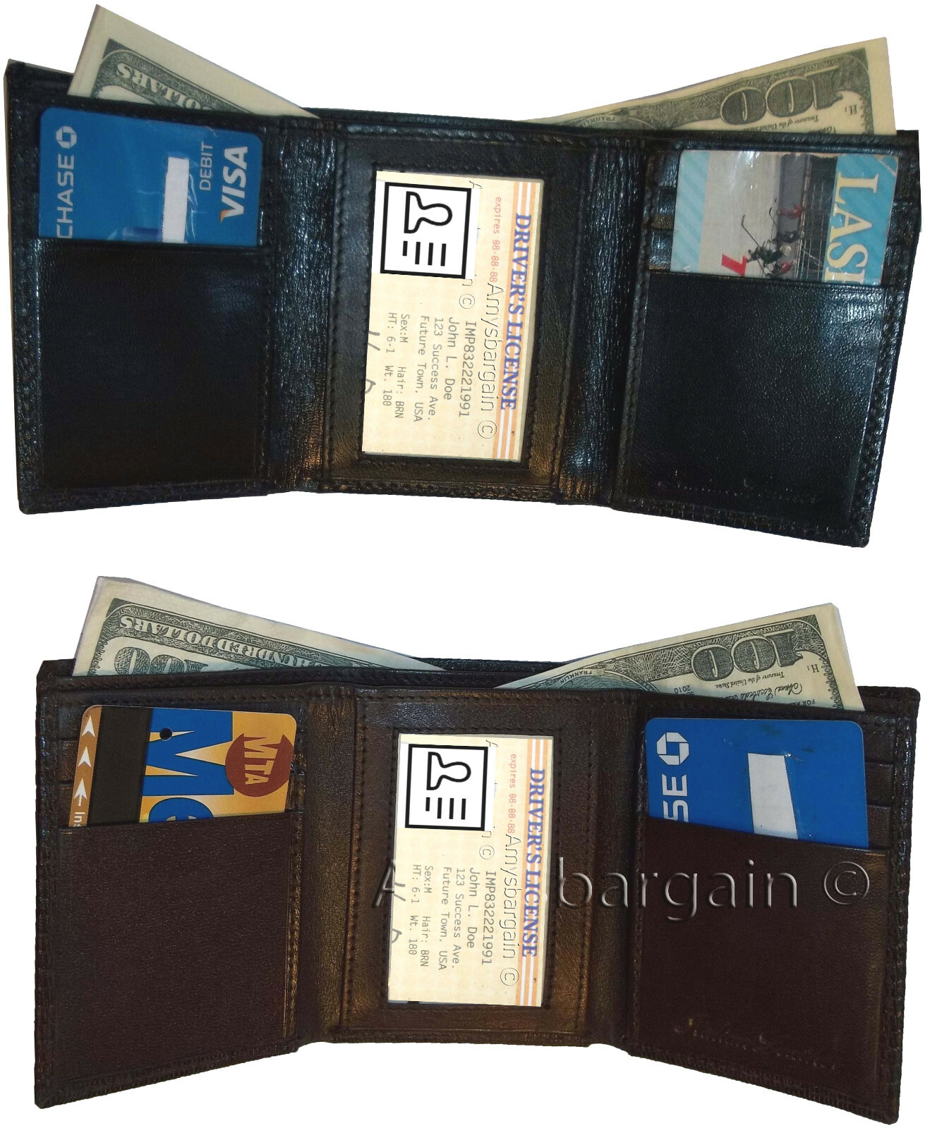 2 new style Lizard Printed Leather Man's Trifold wallet 2 bill slots 9 card ID - Image 10