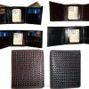 2 new style Woven Printed Leather Man's Trifold wallet 2 bill slots 9 card ID