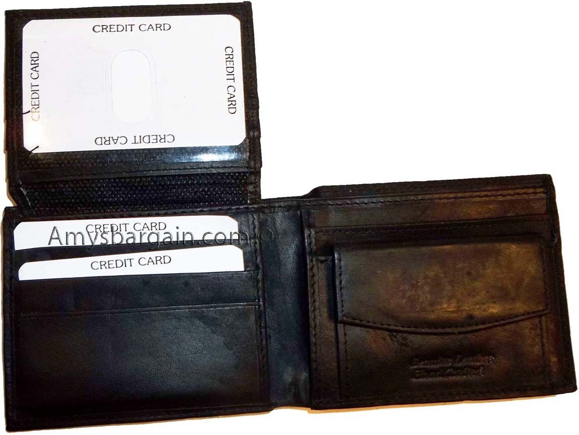 3 New Men's bi-fold Leather Wallet 7 credit card ID Change purse 2 bill slot BN - Image 11