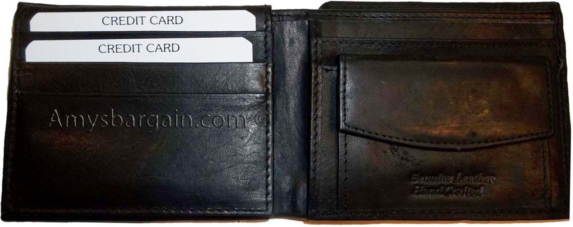 3 New Men's bi-fold Leather Wallet 7 credit card ID Change purse 2 bill slot BN - Image 9