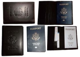 4 New USA Leather passport case wallet credit ATM card case ID holder Brand New