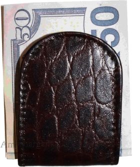 Crocodile skin printed brown leather money clip, Clip money, new currency holder