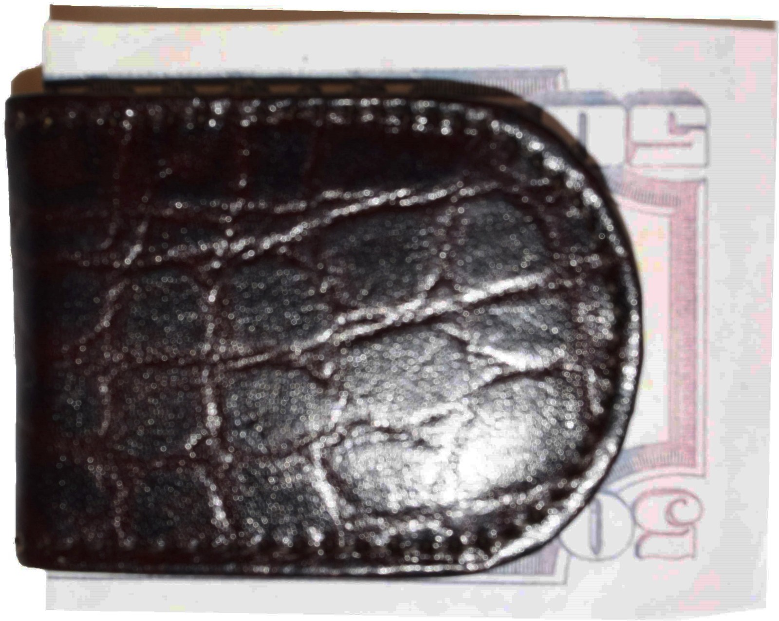 Crocodile skin printed brown leather money clip, Clip money, new currency holder - Image 10
