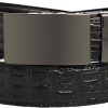 Crocodile skin printed leather men's ratchet belt casual adjustable auto buckle