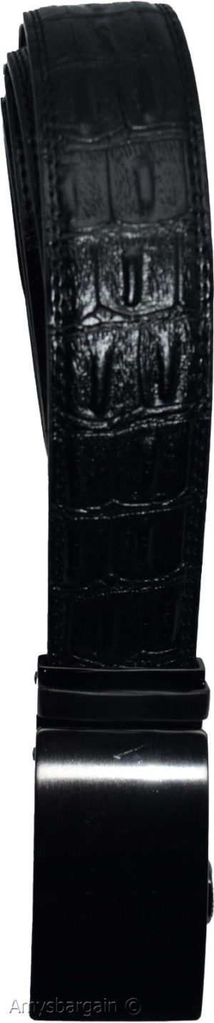 Crocodile skin printed leather men's ratchet belt casual adjustable auto buckle - Image 21