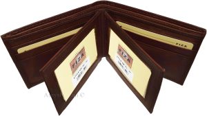 FIZA NY New leather men's Bifold wallet Tan Billfold wallet 9 Credit cards 3 ID - Image 3