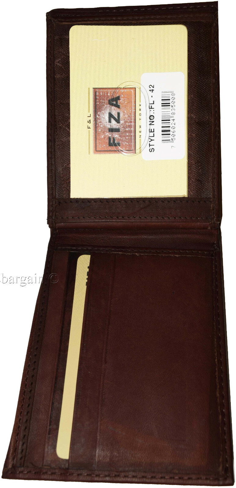 FIZA NY New leather men's Bifold wallet Tan Billfold wallet 9 Credit cards 3 ID - Image 8