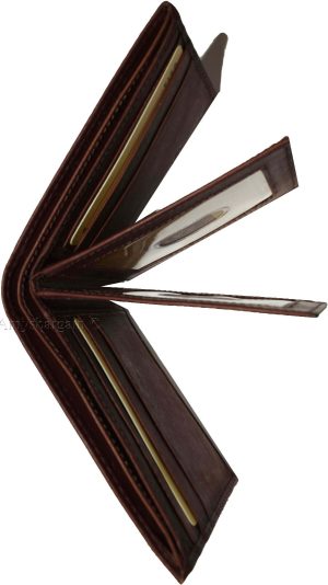 FIZA NY New leather men's Bifold wallet Tan Billfold wallet 9 Credit cards 3 ID - Image 9