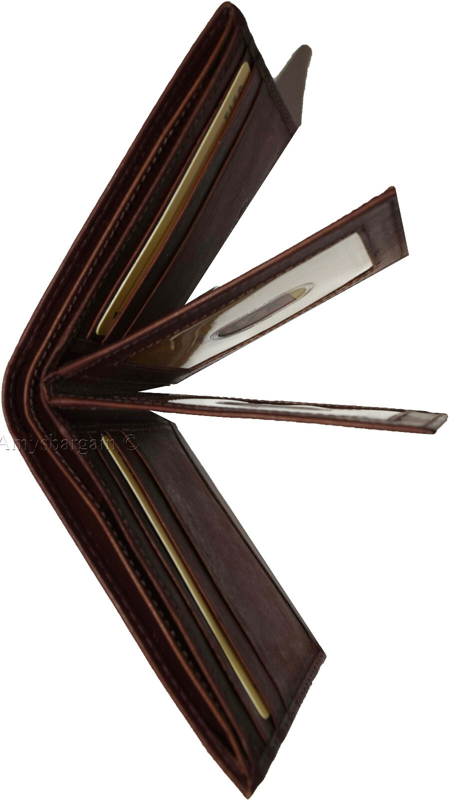 FIZA NY New leather men's Bifold wallet Tan Billfold wallet 9 Credit cards 3 ID - Image 9