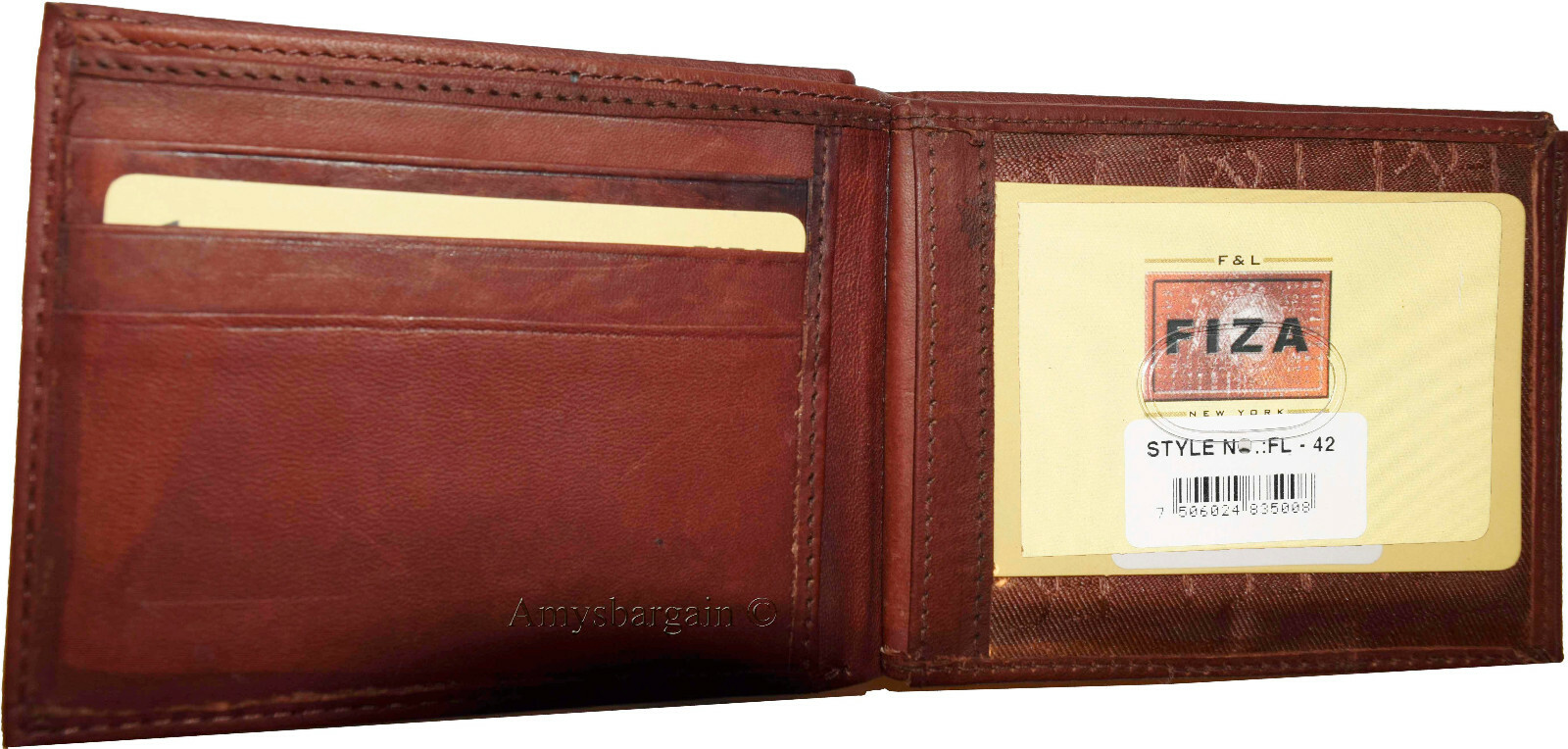 FIZA NY New leather men's Bifold wallet Tan Billfold wallet 9 Credit cards 3 ID - Image 10