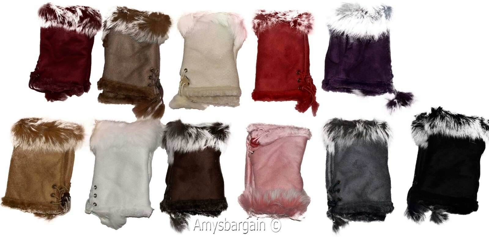 Finger-less Gloves, Winter Gloves Hand/Wrist Warmer Fur trim One-Size Gloves BN - Image 3