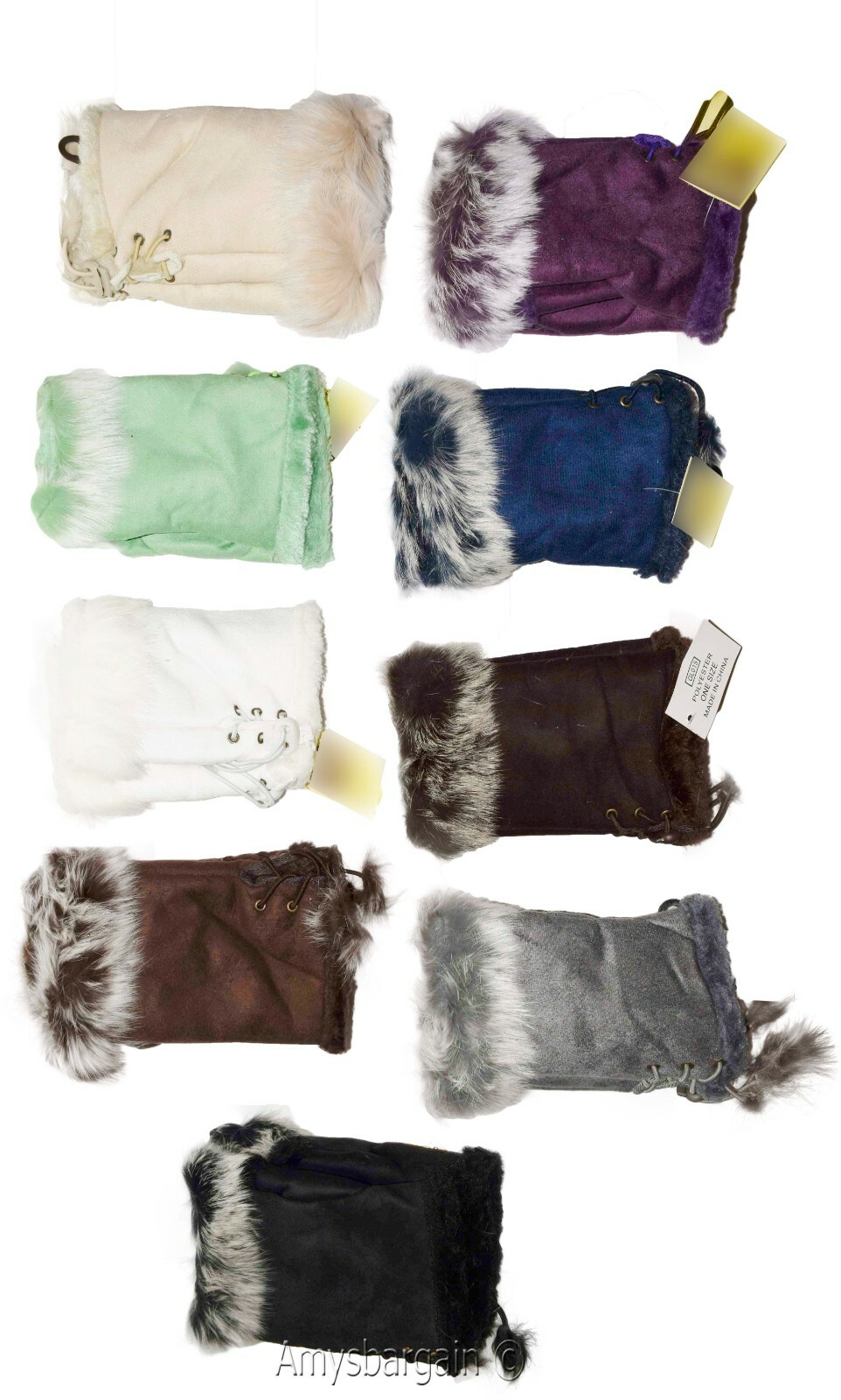 Finger-less Gloves, Winter Gloves Hand/Wrist Warmer Fur trim One-Size Gloves BN - Image 4