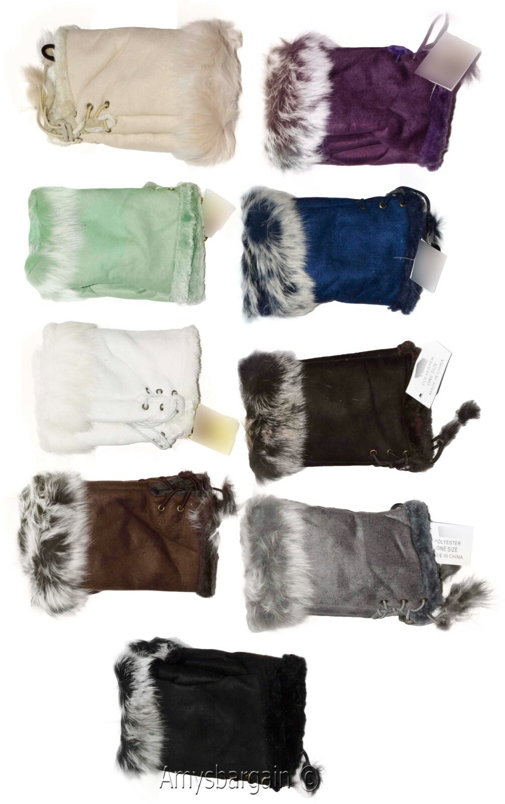 Finger-less Gloves, Winter Gloves Hand/Wrist Warmer Fur trim One-Size Gloves BN - Image 5