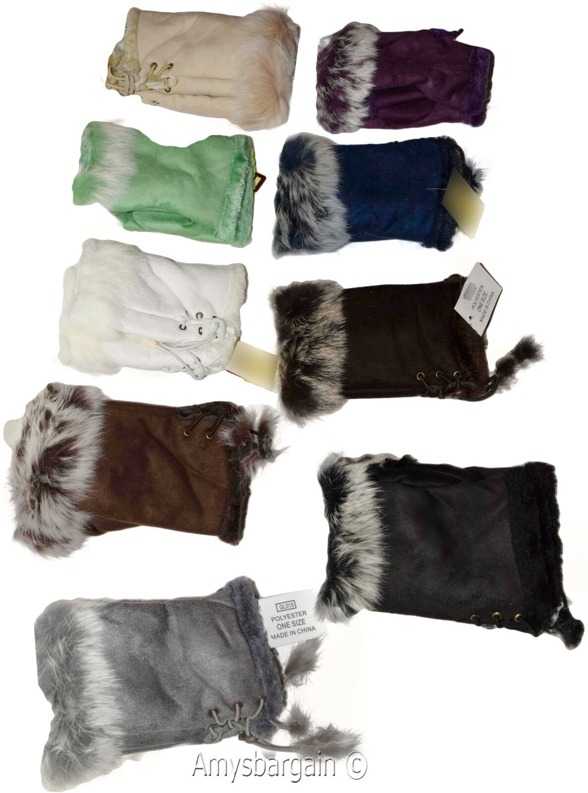Finger-less Gloves, Winter Gloves Hand/Wrist Warmer Fur trim One-Size Gloves BN - Image 6