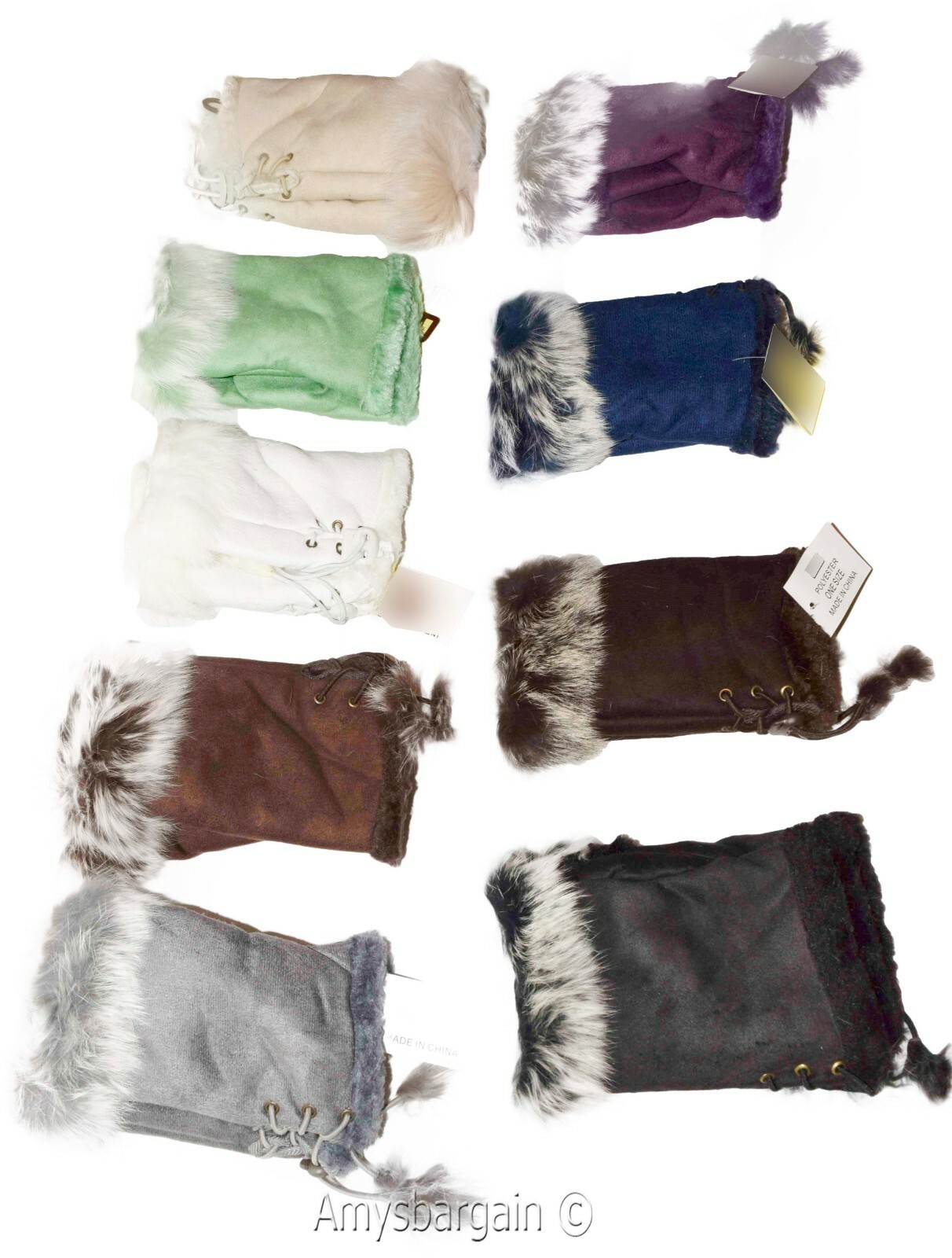 Finger-less Gloves, Winter Gloves Hand/Wrist Warmer Fur trim One-Size Gloves BN - Image 8