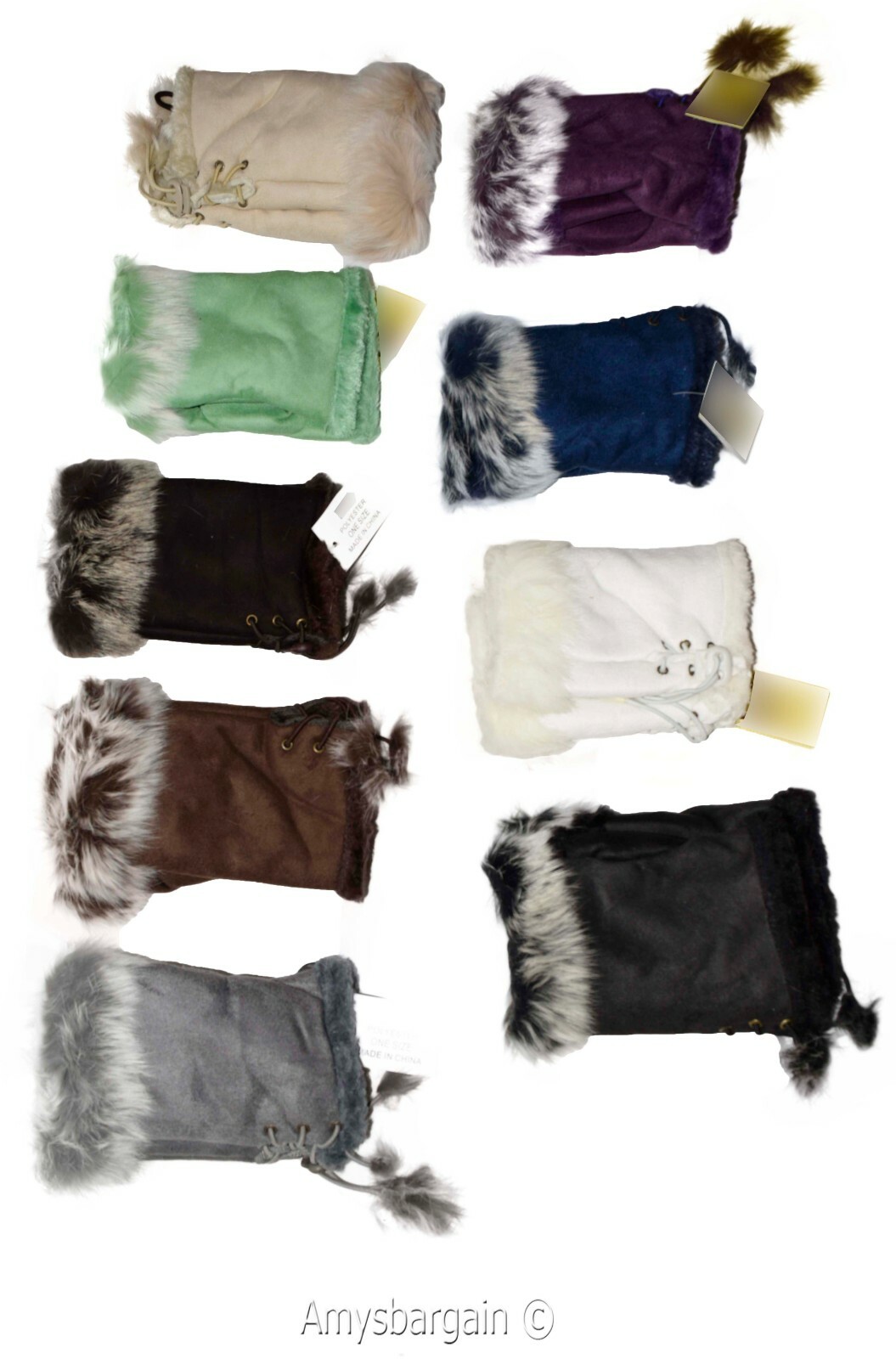 Finger-less Gloves, Winter Gloves Hand/Wrist Warmer Fur trim One-Size Gloves BN - Image 9