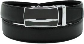 Genuine leather men's ratchet belt men’s casual adjustable automatic buckle 50”