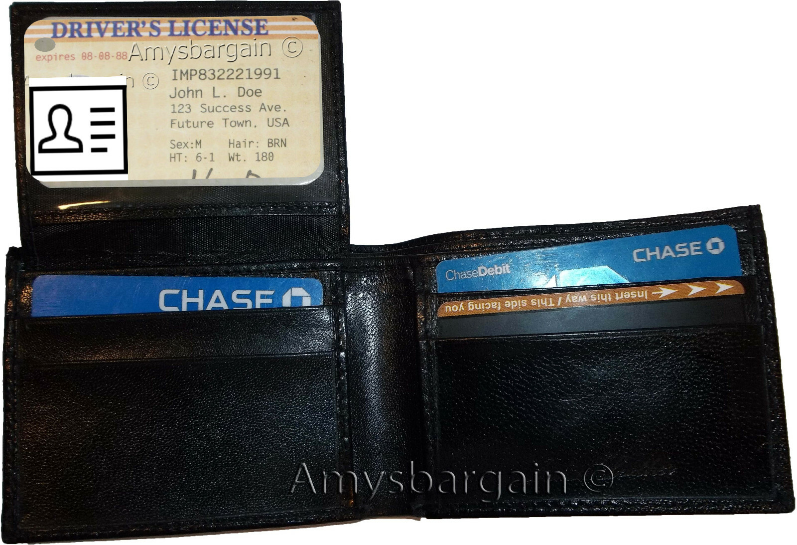 Italian Styled Woven Printed Leather man's bi fold wallet 2 billf slot 6 card ID - Image 12