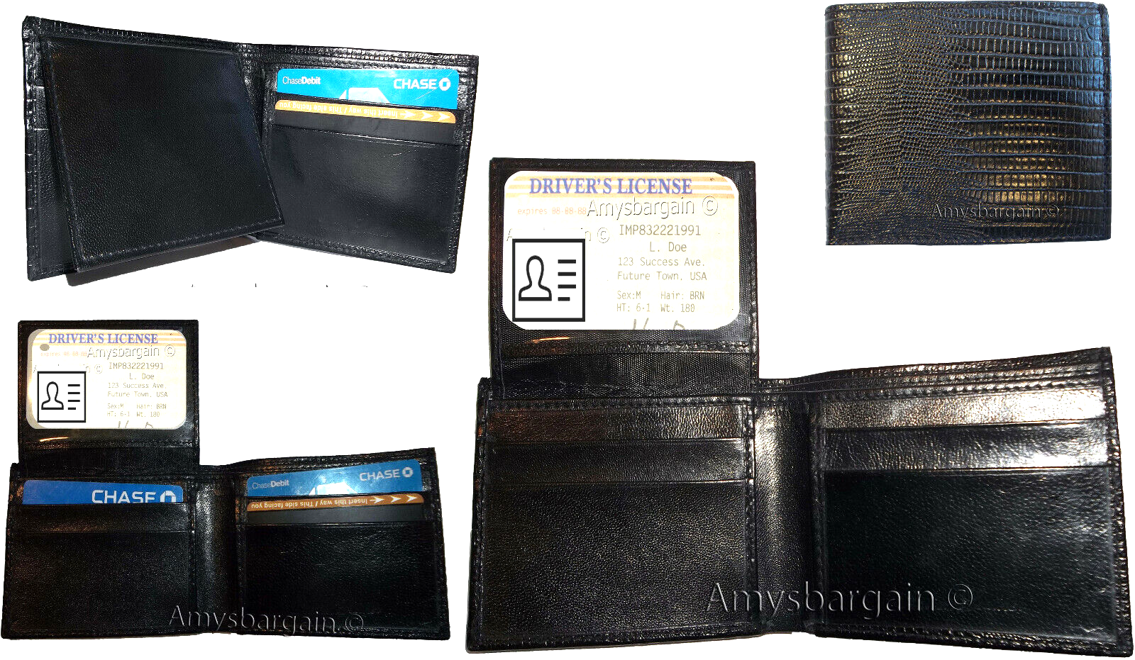 Italian Styled Woven Printed Leather man's bi fold wallet 2 billf slot 6 card ID - Image 3