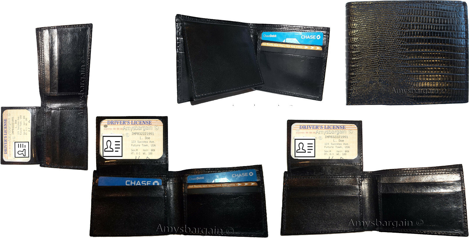 Italian Styled Woven Printed Leather man's bi fold wallet 2 billf slot 6 card ID - Image 4