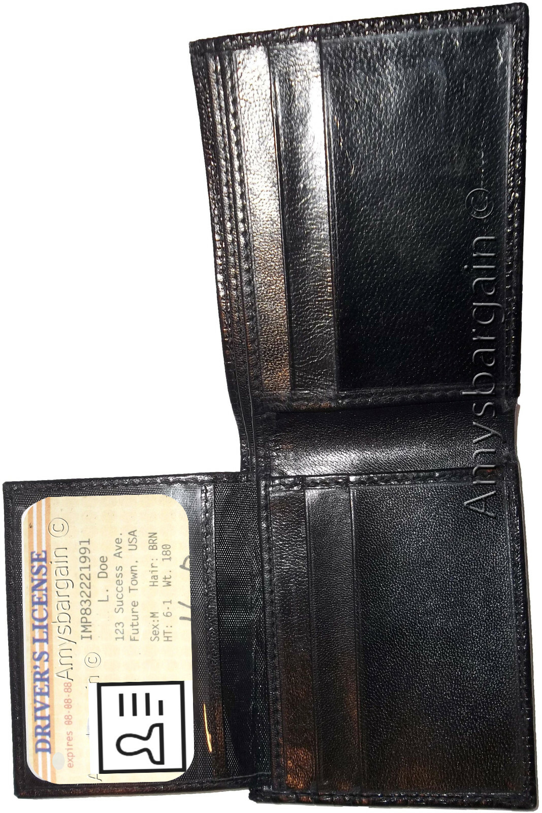 Italian Styled Woven Printed Leather man's bi fold wallet 2 billf slot 6 card ID - Image 5