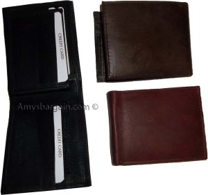 Leather 2-in-1 man's wallet 9 credit card space zip change purse sued lined bnwt - Image 13