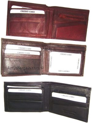 Leather 2-in-1 man's wallet 9 credit card space zip change purse sued lined bnwt - Image 4