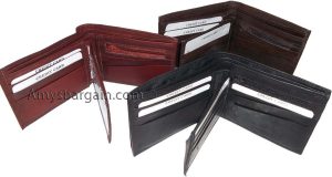 Leather 2-in-1 man's wallet 9 credit card space zip change purse sued lined bnwt - Image 8