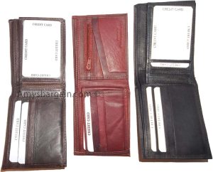 Leather 2-in-1 man's wallet 9 credit card space zip change purse sued lined bnwt - Image 10