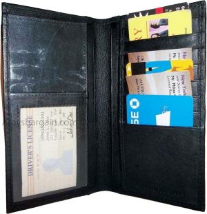 Leather Checkbook Wallet genuine leather wallet 8 Card Holder 3 bills Spaces new - Image 3
