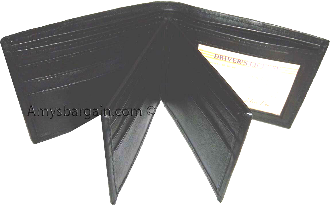 Leather man's Wallet 9 Card Holder 3 ID windows Billfold Wallet brand new - Image 12