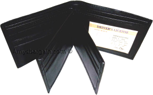 Leather man's Wallet 9 Card Holder 3 ID windows Billfold Wallet brand new