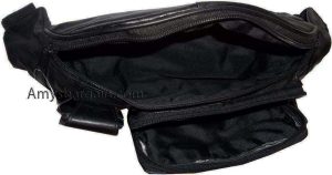 Leather waist pouch black waist bag leather bag 3 pocket fanny pack New with tag - Image 12