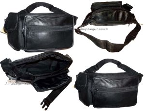Leather waist pouch black waist bag leather bag 3 pocket fanny pack New with tag - Image 16