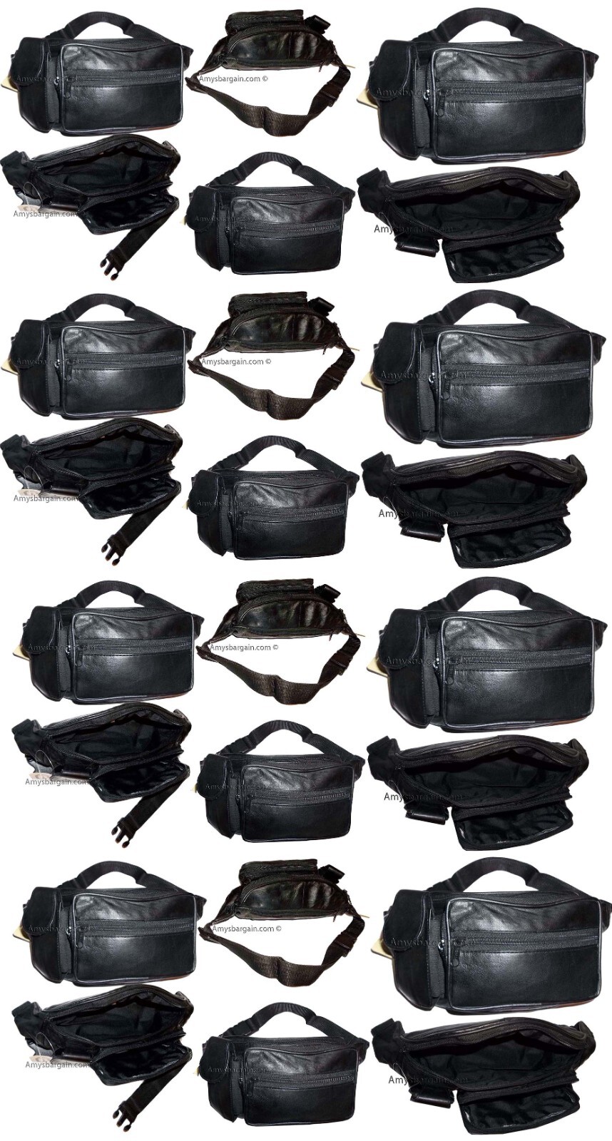 Leather waist pouch black waist bag leather bag 3 pocket fanny pack New with tag - Image 19