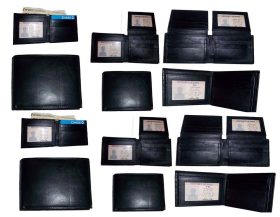 Lo of 12 Man's bifold Leather Wallet genuine leather 12 card 2 IDs billfold new