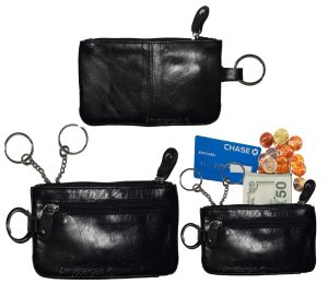 Lot of 12 Leather change purse,Black Zip coin wallet 2 pocket coin case key ring - Image 3