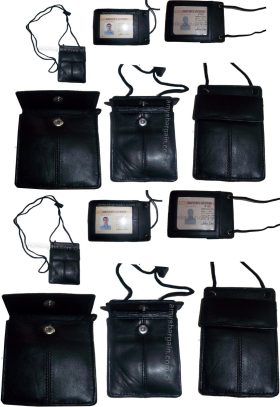 Lot of 12 New Neck string ID Case, Credit Card Case, Black Wallet pouch Money BN