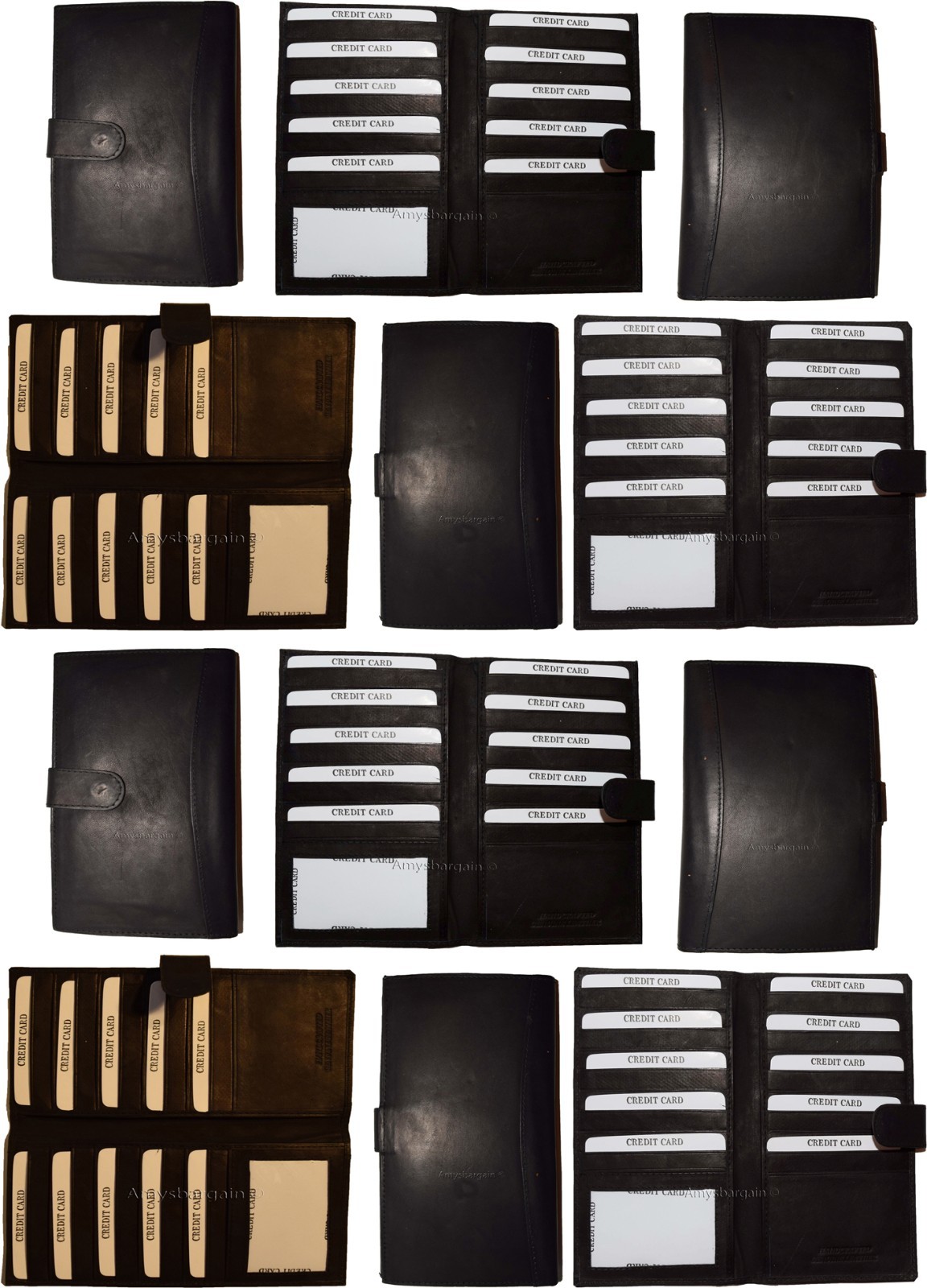 Lot of 12 leather checkbook cover Black credit card ID wallet 19 Cards Brand New