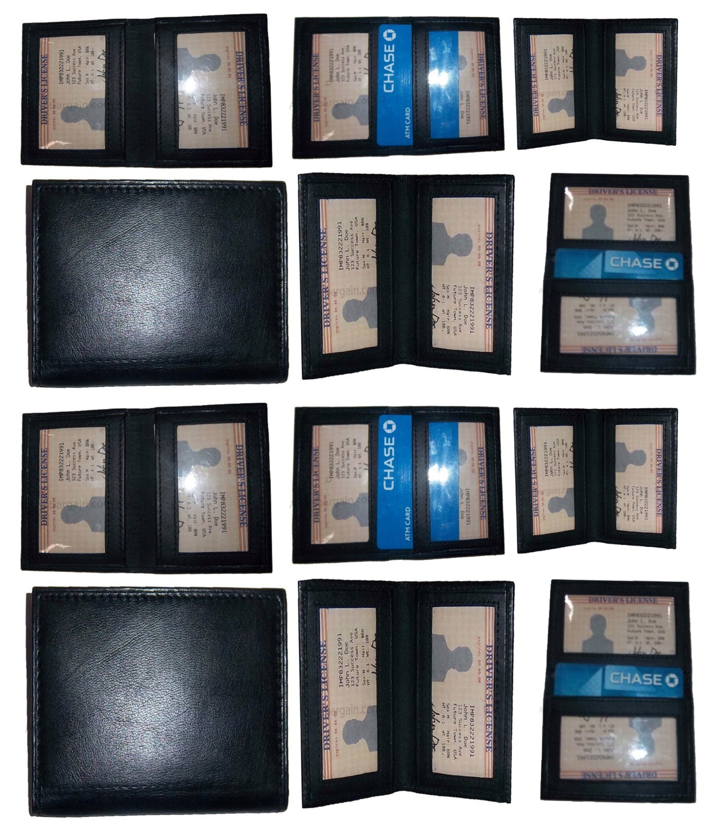Lot of 12 slim leather business card case credit card 2 id windows mew bnhukjm