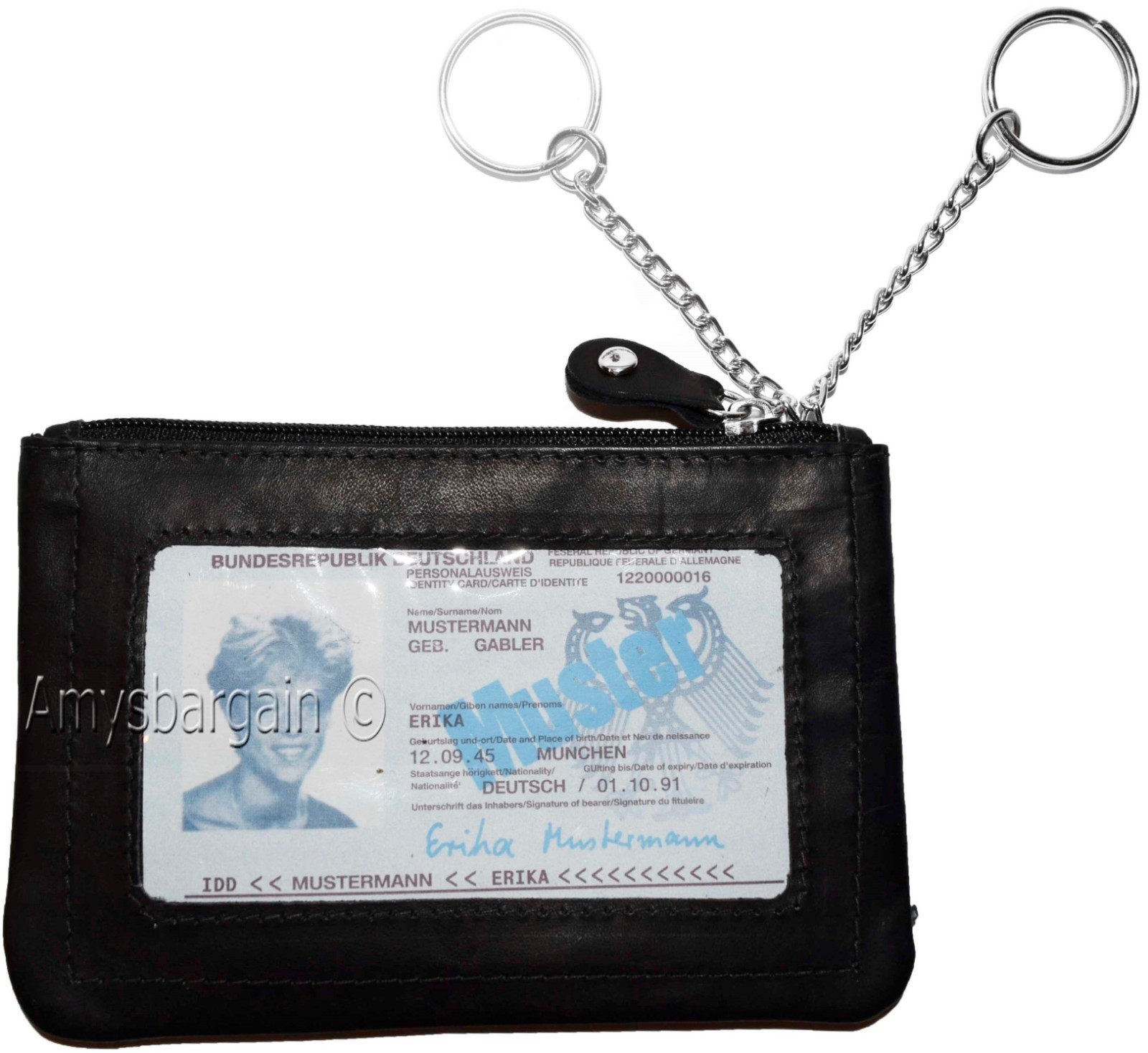 Lot of 2 Leather Change Purse bag Ladies mini pocket business card case kay ring - Image 5