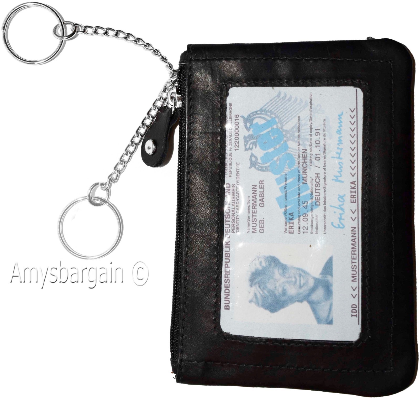 Lot of 2 Leather Change Purse bag Ladies mini pocket business card case kay ring - Image 6