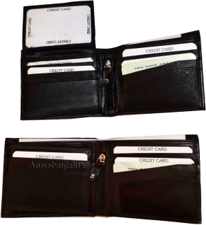 Lot of 2 Men's Bifold Leather wallet 3 bill slots 10 card spaces Zip coin case - Image 4