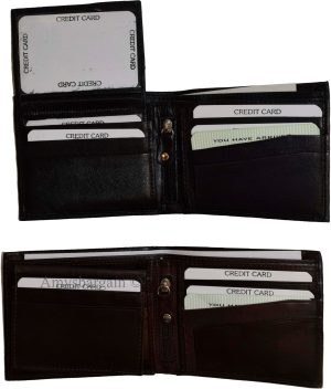 Lot of 2 Men's Bifold Leather wallet 3 bill slots 10 card spaces Zip coin case - Image 7