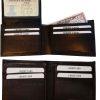 Lot of 2 Men's Brown Bifold Calfskin leather wallet, 2 Bil slots 7 card 1 ID Win