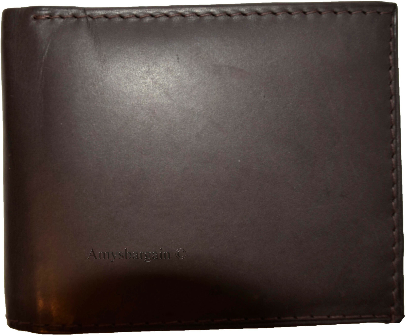 Lot of 2 Men's Brown Bifold Calfskin leather wallet, 2 Bil slots 7 card 1 ID Win - Image 4