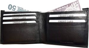 Lot of 2 Men's Brown Bifold Calfskin leather wallet, 2 Bil slots 7 card 1 ID Win - Image 5