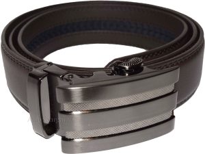 Lot of 2 Men's Leather Belt Black & Brown Automatic lock Up to 43" Dress belt BN - Image 11